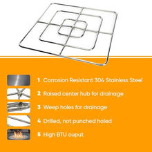 Spotix HPC Square Match Lit Fire Pit Burner Kit with 48x48-Inch Stainless Steel Burner and 54x54-Inch Flat Pan, Natural Gas, Polished Chrome, with Flange, Key, Valve, Flex Line and Fittings