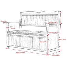 JINGSHIQIAOPL Outdoor Storage Bench Wooden, 2-Person Wood Bench Outdoor, 47'' Patio Storage Bench with 40 Gal Inner Space for Patio, Garden, Balcony, Yard(White)