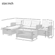 YWMLFZ Outdoor, Patio Furniture Sets, 4 Piece Conversation Wicker Ratten Sectional Sofa with Seat Cushions