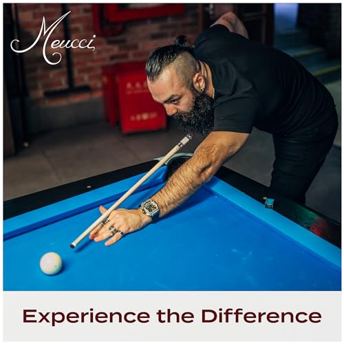 Meucci Pool Cues - Merry Widow Blue & Gray Maple Cue Stick with Paua Shell Squares Design, Irish Linen Wrap - Smoke Stain, Blue/Black Lacquered Linen