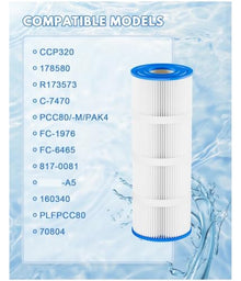 SamLng 4 Pack Swimming Pool Replacement Filter Cartridge, 80 Sq.Ft, Compatible with CCP320, PCC80, PCC80-PAK4, C-7470, FC-1976