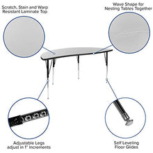 Flash Furniture Emmy 86" Oval Wave Laminate Activity Table Set with 16" Student Stack Chairs Grey
