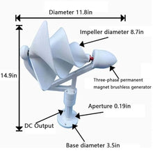 50W Vertical Spiral Wind Turbine Generator, 12V Brushless Permanent Magnet