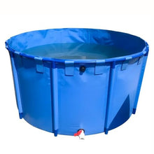 Zfmnoyev Round Canvas Fish Pond Pool, Above Ground Pool, Large Fold Aquarium Children's Pool Fish Tank, Outdoor Pool for Backyard, Easy to Install (Color : Blue, Size : 1.5x1m)