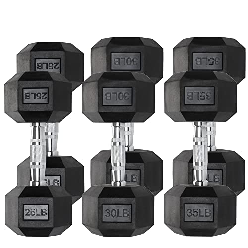 Iron Crush Hex Dumbbell Sets - Heavy Duty PVC Coated Weights, Chrome-Plated Handles