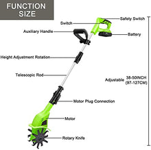 Electric Garden Rotavator, Garden Tiller Cordless, Power Weeder/Cultivator,Working Depth 25Cm, Garden Tiller Cultivator