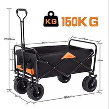 CWENZXDIA Garden Wagon Folding Wagon Cart Portable Foldable 150L Large Capacity Outdoor Camping Table Light BBQ Trolley Utility Cart