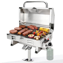 Boat Grill with Rod Holder Mount, Large Cooking Area for 4-5 People, Thickened 304 Stainless Steel, 3-Min Setup, Fast and Even Heating, Easy to Clean, Portable for Marine & Land Use, 1 Year Warrnaty