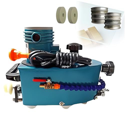 Glass Art Corner Grinding Edging Machine，Portable Small Glass Edger, 8000r/min ，Stainless Steel，W/2Diamond Wheels and Two Polishing Wheels 220-Blue