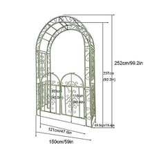 MELPHI Garden Arbor with Gate, Metal Garden Arch with Trellis for Climbing Plants, Roses, Vines, Outdoor Garden Archway for Wedding Bridal Party Decoration Ceremony (Color : Green)