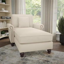 Bush Furniture Chaise Lounge Chair with Arms, Coventry Collection, Cream Herringbone