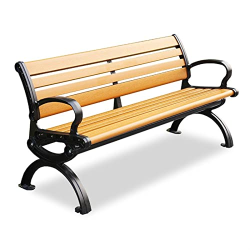 CUTPOIY Bench Garden Bench Metal Park Bench Cast-Aluminum Plastic Wood Outdoor Benches Front Porch 1.5m Outdoor Furniture for Patio, Park, Lawn, Yard Outdoor Garden Ben, A