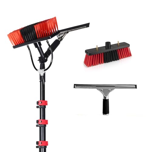 NYANS Cleaning Brush for Solar Panel Window with Scraper, Solar Panel Cleaning Brush and Pole Water Fed Pole Kit, 180°Flexible Rotate Brush Head, for Cleaning Solar Photovoltaic Panels,12m(39ft)