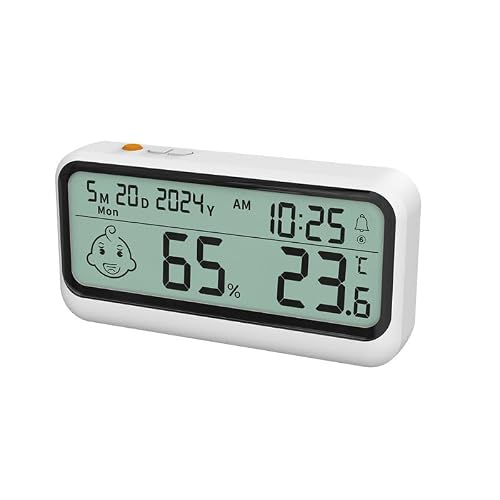 ASWRTYJO ABS Thermometer Hygrometer Date Alarm Reminder Indoor Household