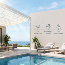 FENGZEQUAN Outdoor Pergola Shade Cover for Patio Deck Porch Retractable U Shape Wave Canopy Awning with Slide Flexible Design Hang Down Wire Cable Hardware Included(W2.8*L7m/W9.19*L22.96ft)