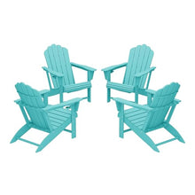 WestinTrends Highland Outdoor Patio HDPE Adirondack Chairs with Cup Holders (Set of 4), Turquoise