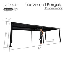 Kozyard Outdoor Louvered Pergola 12' x 24' Sun Shade Aluminum Patio Shelter