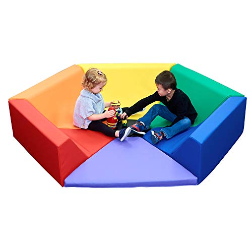 Children's Factory Hexagon Happening Hollow Kids Reading Nook Modular Couch Rainbow