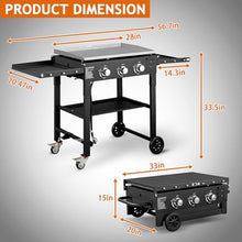 Llhdmeng Foldable Flat Top Grill, Portable Outdoor Propane Griddle with 2 Foldable Shelves, 30000/45000/60000 BTU Gas Grill Griddle Cooking Station for BBQ & Outdoor Cooking, Black(3 Burner)