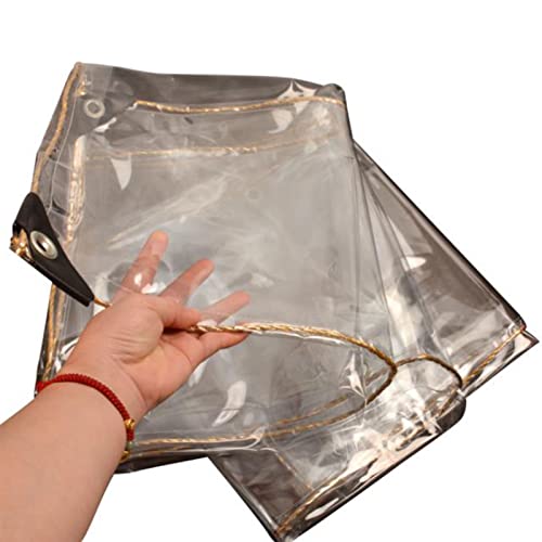 BAILR Heavy Duty Waterproof Tarpaulin with Grommets 16x23ft, Tarps Outdoor Transparent Tarp, PVC Clear Greenhouse Plant Cover, Easy to Attach (A 5×7m)