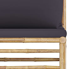 6 Piece Garden Lounge Set with Dark Grey Cushions Bamboo Outdoor Furniture Patio Seating Modular Design Removable Washable Covers
