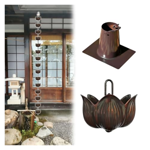 WAHHWF Extra Large Lotus Rain Chain, Aluminum, 8.5' 10' Length