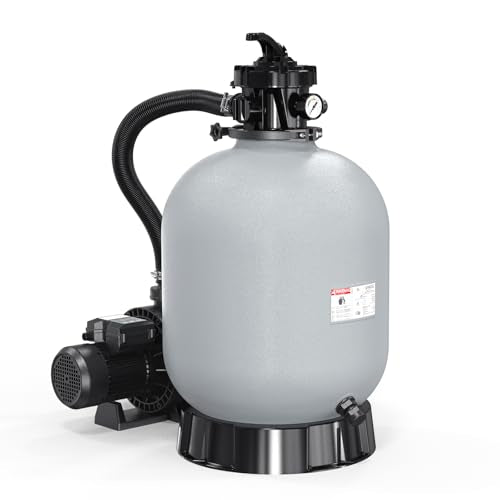 (24H Timer) VINGLI 19in Sand Pool Filter Tank With A 1HP Pump 115V Above Ground Pool Pump with Filter Basket,3962 GPH