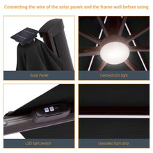 OROTLECT 11Ft LED Patio Hanging Octagon Cantilever Umbrella