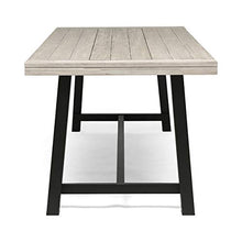 GDF Studio Outdoor Acacia Wood Picnic Dining Set, Sandblast Light Gray and Black