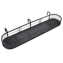 Plant Stand Hanging Flower Pot Stand For Railing Fence, European Style Metal Planter Holder Shelf With Hooks, Black Plant Backet Container Accessories For Balcony Deck Yard Patio ( 120Cm X 2