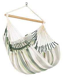 LA SIESTA® Large Comfort Domingo Hammock Chair & Steel Stand - Weatherproof, Hanging Hammock Chair with Stand - Indoor Outdoor Swinging Chair, Bedroom Porch Hammock Swing Chair with Stand - Cedar