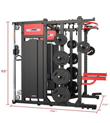 MiM USA Commercial Smith Machine Functional Trainer & Power Rack Black Red