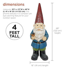 Alpine Corporation ZKD100 Jumbo Size Gnome with Bird Decor, Whimsical Gnome Statue for Patio & Garden, 48" H, Multicolor