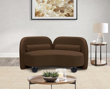 Meridian Furniture 44002Brown-L Daphne Collection Art Deco Loveseat with Rich Brown Velvet Fabric, Solid Wood Ball Legs, Solid Wood Inner Frame, 64" W x 34.5" D x 29" H, Brown