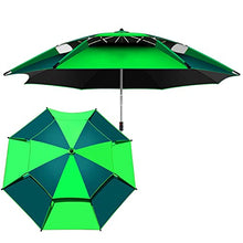 RWGOVLU Portable Beach Umbrella Outdoor Sunshade - Double Layer Fishing Parasol Umbrellas with Carry Bag, Wind Proof Plug/Floor Plug, Telescoping Pole, 360° Rotation, for Park Patio Shade Sails