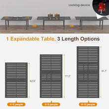FansaFurn Aluminum Expandable Outdoor Dining Table, 3-Position Extensible Length Patio Dining Table for 4-10 Person, 91" L x 34" W All-Weather Dining Table for Garden Porch Deck, Grey