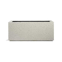 PolyStone Milan Modern Outdoor/Indoor Rectangular Trough Planter - 46" x 17" x 19" H - Lightweight Weather Resistant Stone-Look Resin Planter - Commercial & Residential - White Granite