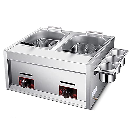 Commercial Gas Fryer With Seasoning Box Stainless Steel Outdoor Cooker Chicken Chip Fryer For French Fries Restaurant Home Kitchen
