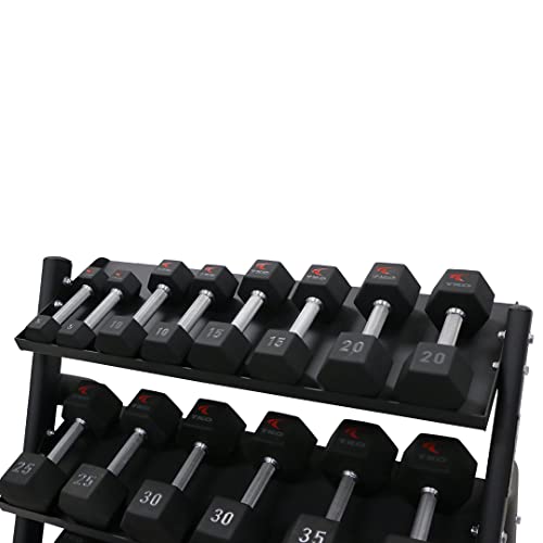 TKO 3-Tier Dumbbell & Kettlebell Rack | Home Gym Organizer | Black Stand