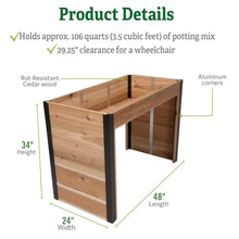 Gardener's Supply Company Wheelchair Accessible Garden Bed | Outdoor Elevated Cedar Planter Bed with Rust-Proof Aluminum Corners