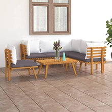 KPOUTRFG 7-Piece Modular Patio Seating Set with Removable Polyester Cushions Solid Acacia Wood for Outdoor Lounge