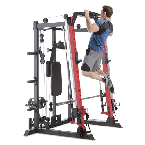 MARCY Smith Machine Cage System Home Gym Multifunction Rack SM-4033 Red