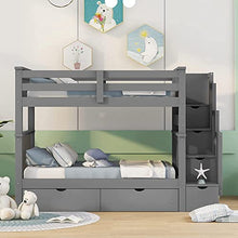 Harper & Bright Designs Full Over Full Bunk Beds with Stairs and Storage Drawers Grey