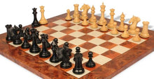 The Chess Store Copenhagen Staunton Chess Set Ebony & Boxwood with Elm Burl & Erable Board 4.5" King