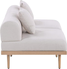 Meridian Furniture 55036Beige-S2A Laguna Collection Modern | Contemporary Outdoor Patio 2Pc. Modular Loveseat, Teak Finish Aluminum, Waterproof Olefin Fabric, 71" W x 35.5" D x 28.5" H, Beige
