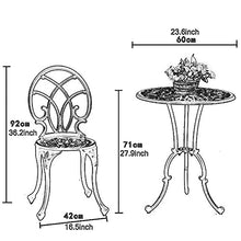 JIQHOHX All-Weather Cast Aluminum Patio Bistro Set with Umbrella Hole, 3 Piece Outdoor Patio Furniture Sets, Bistro Table Set for Balcony, Lawn, Garden, Backyard (White)