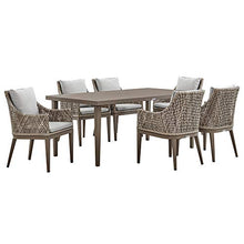 Armen Living Silvana 7 Piece Gray Aluminum Outdoor Dining Set with Gray Fabric