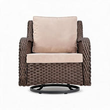Festisoul 3-Piece Patio Swivel Glider Set – Wicker, Thick Cushions, Glass Table