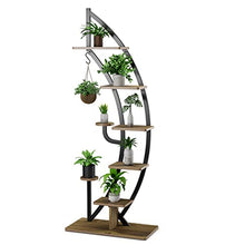 OJKJGYTF Plant Stand 6 Tier Flower Stand, Half Moon Metal Plant Stand with Shelves & Hooks, Plant Shelf, Flower Shelf, Flower Stairs, Plant Stairs for Living Room, Bedroom, Balcon