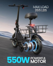 Gyroor Adults Electric Scooter 550W Foldable with Basket Black-FP9